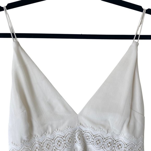 NWT Abercrombie & Fitch - Lace Trim Ivory Mini Dress - Size: Medium - Picture 4 of 16